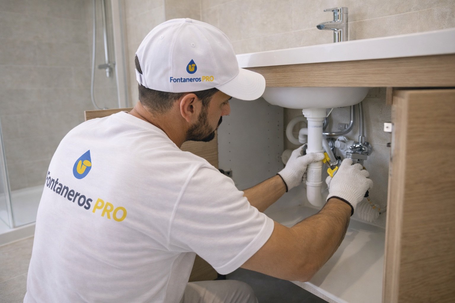 fontanero arreglando bajante en huelva